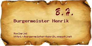 Burgermeister Henrik névjegykártya